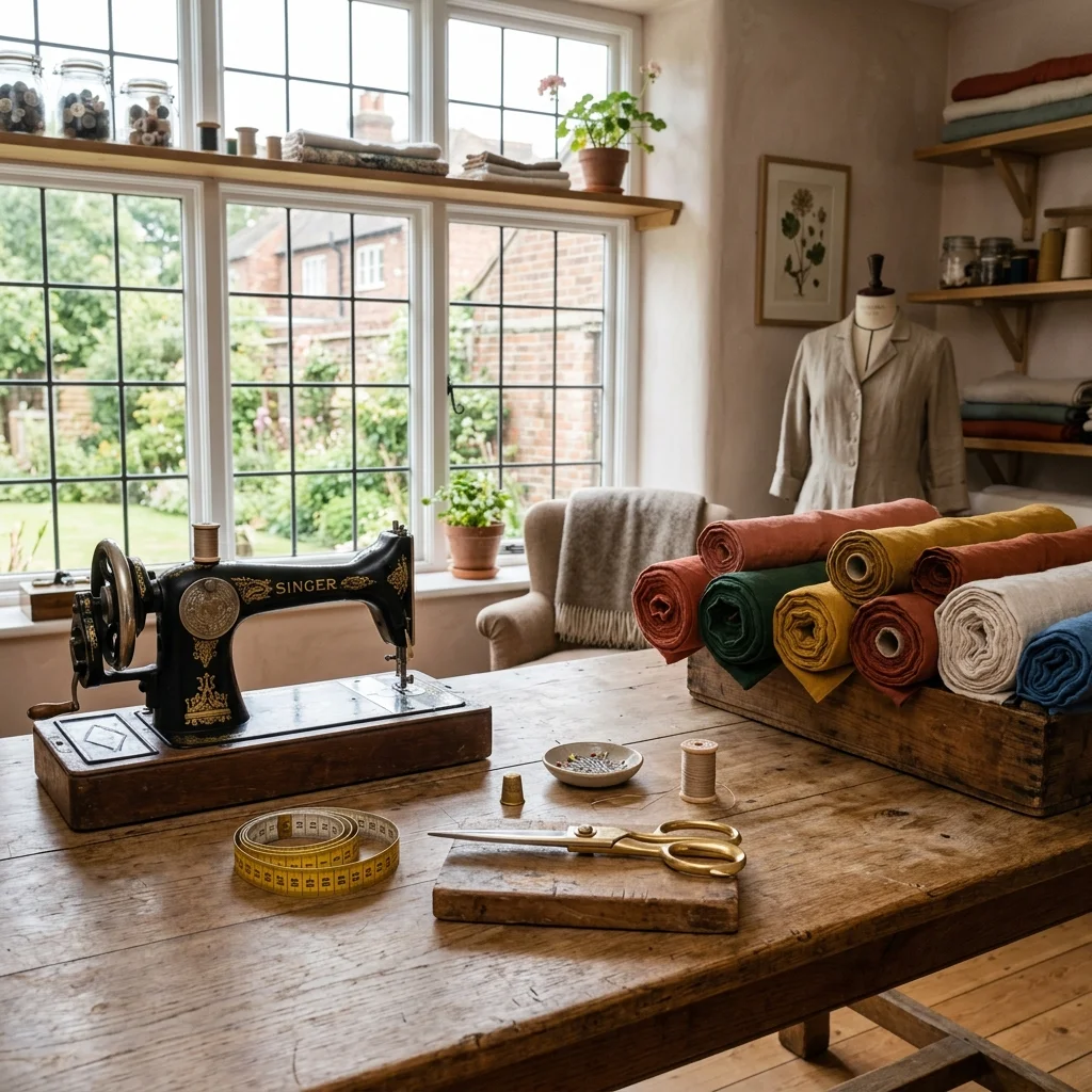 Embroidery hoop and threads at Merrow & Vale studio in Bath